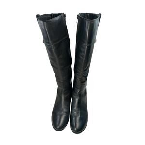 Jack Rogers Women Boots Size 8 M Black Leather Mid Calf Zip